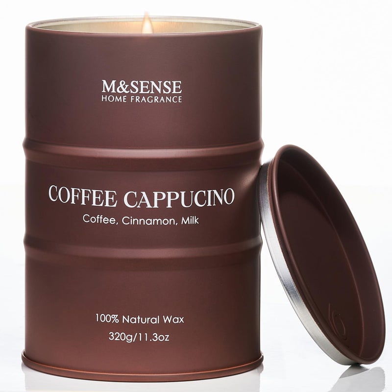 MSENSE Coffee Cappucina Scented Candles Soy Natural Wax Candle 113oz 70 Hours Long Lasting Burning Strong Coffee Aroma Candle Unique Housewarming Appreciation Gifts